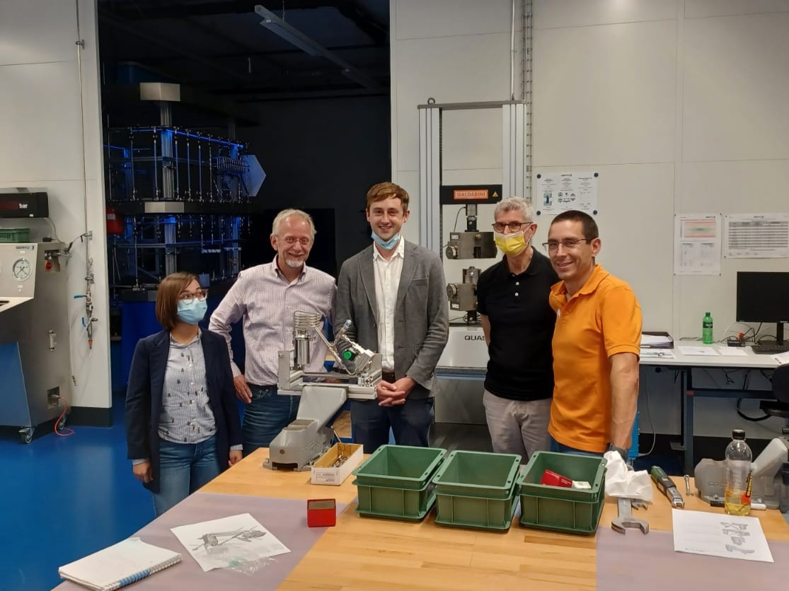 Supplier acceptance meeting with Serto in Switzerland, 2021, with gas block components on the workbench